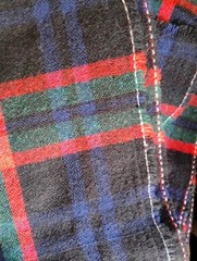Vintage 100% Washable WOOL Fabric Plaid – NOS 3 YARDS Black Green Red Blue