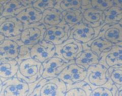 1/2 Yd Small Daisies w/Vines Swirls Vintage Cotton Fabric BTHY Blue & Cream