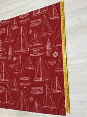 Solarium Outdoor Fabric Sailing Sailboats 1 Yard Red RichLoom Screen Print 54”