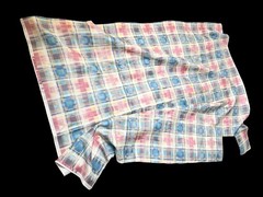 Madras Inspired Fabric Colorful Pastel Pink Blue Yellow & Turquoise 54×42 READ
