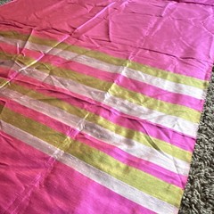 Vintage 1970s Thai Silk Fabric 2.3 yds Hot Pink Gold Silver Border Handwoven
