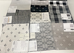 Fabric Samples Square Piece Pindler Lot of 70 PC Gray Black and White