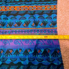 Fabric Remnant Tribal Stripe Swirls Geometric Lines Purple Blue Black 50 x 58