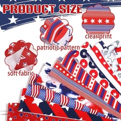 40 Pcs Patriotic Fabric Red White and Blue Jelly Fabric Memorial Day American…