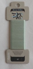 ~ River Silks SILK RIBBON 4mm. COLOR 65 GREEN Hand Dyed 5.5 Y Wont run, fray ~