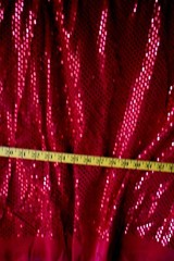 4MM RED SEQUINS ON RED POLYESTER FABRIC 2 WAY STRETCH 24×54 INCHES