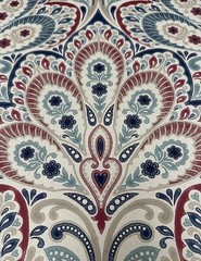 Clarke and Clarke fabric Persia col.denim/raspberry 25 Yards Available