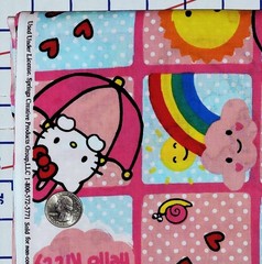 Hello Kitty Rain or Shine Patches Pink Blue Cotton Sanrio Fabric BTY YOU PICK