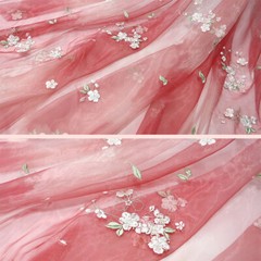 Flower Pear Blossoms Embroidery Chiffon Fabric Chinese Hanfu Sewing Costumes