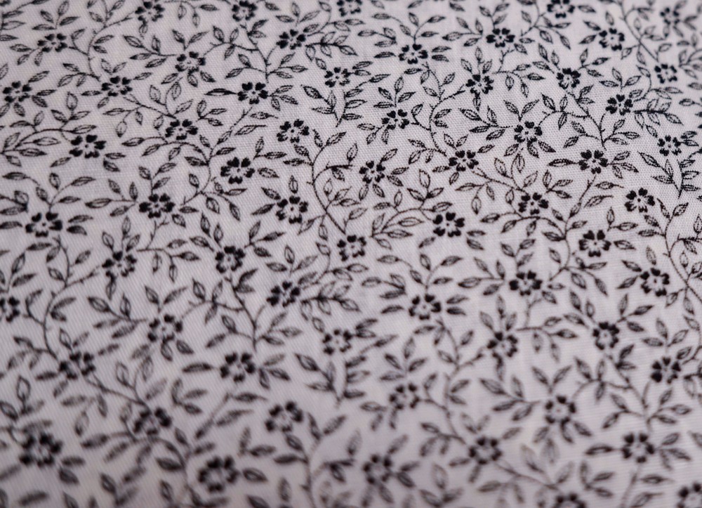 #3 Black & Beige Flower Cotton Print-12 yds. 9”