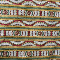 Vintage Cotton Blend Fabric Remnant Ethnic Tribal Peasant Geometric 34 W x 135 L