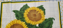 Golden Sunflowers Cotton Fabric Squares, 1 Cut of 2 Squares
