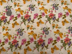 Beige Floral Print Cotton Fabric Hobby Lobby 37×44″ F102