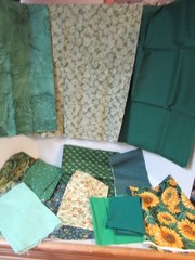 13 Pcs OF Quilting Fabric GREEN MULTI ALL DIFFERENT SIZES &SHAPES OVER 4YDS
