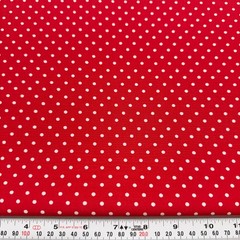 Robert Kaufman White Polka Dots on Red Cotton Fabric Remnant 9″ x 44″