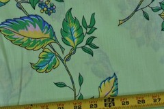 By 1/2 Yd, Vintage, Green & Yellow Foliage on Light-Green Cotton, Manes, V986