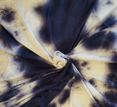 Tie Dye Print #78 Fabric Rayon Spandex Jersey Knit Ivory Navy by the Yard 7/20