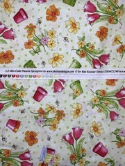 Cutie Patootie Springtime Fabric Desiree Designs Red Rooster 21240 Cotton 44″