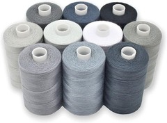BlesSew Gray Sewing Threads – 10 Large Spools of Polyester Thread for Balance