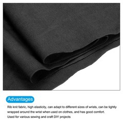 39″ Elastic Cuffs Ribbed Trims Cotton Fabric Knit Rib 24″ Black