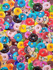 Donut Party Quilting 100% Cotton Fabric Doughnuts Dessert Food -By The Yard