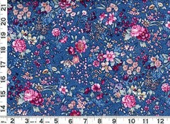 Pink Roses Red White Yellow Flowers on Blue Quilting Sewing Fabric by Yard #938