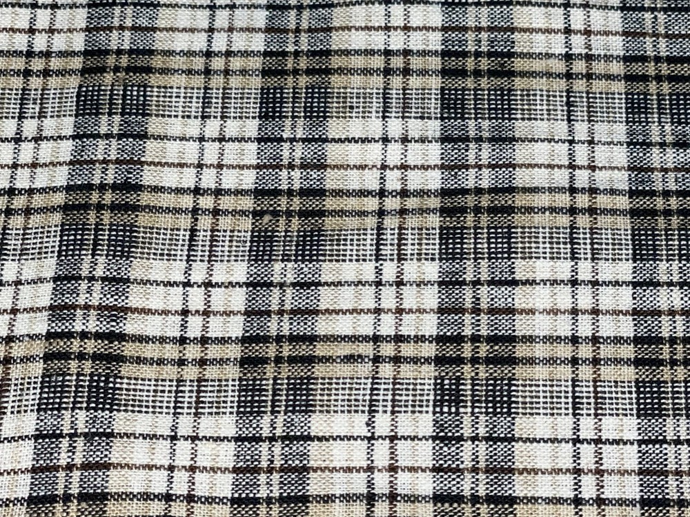 1/2 Yd X 60″ Brown Black Creamy White Homespun Plaid Check Cotton Fabric BTHY