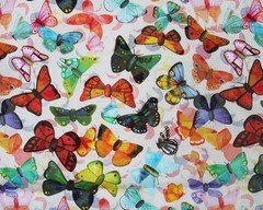 Butterfly Ballet Cotton Fabric Watercolour Multicoloured White Kids Crafts 110cm