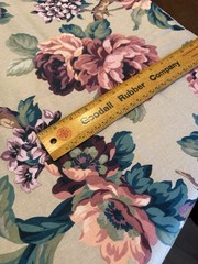 VTG Stanley King Fabric Floral 3 YARDS 54″ W HUGE PINK FLOWERS COTTAGE FRENCH