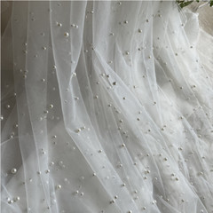 DIY Princess Dress Beaded Mesh Lace Fabric Evening Wedding Dress Sheer Curtain