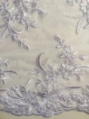Callie WHITE Polyester Floral Corsage Embroidery on Mesh Lace Fabric by the Yar