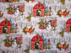 Susan Winget Fabric By Yard Christmas Horses Barns in Snow Scenic Cotton #27