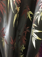 Alondra BLACK Leaves Brocade Chinese Satin Fabric by the Yard – 10095