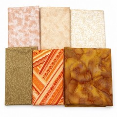 Vintage Fabric Lot 6 Cotton Neutral Earth Tone Prints Batik Quilting Craft