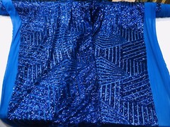 ROYAL BLUE GEOMETRIC DESIGN WITH SEQUIN ON A 4 WAY STRETCH MESH-