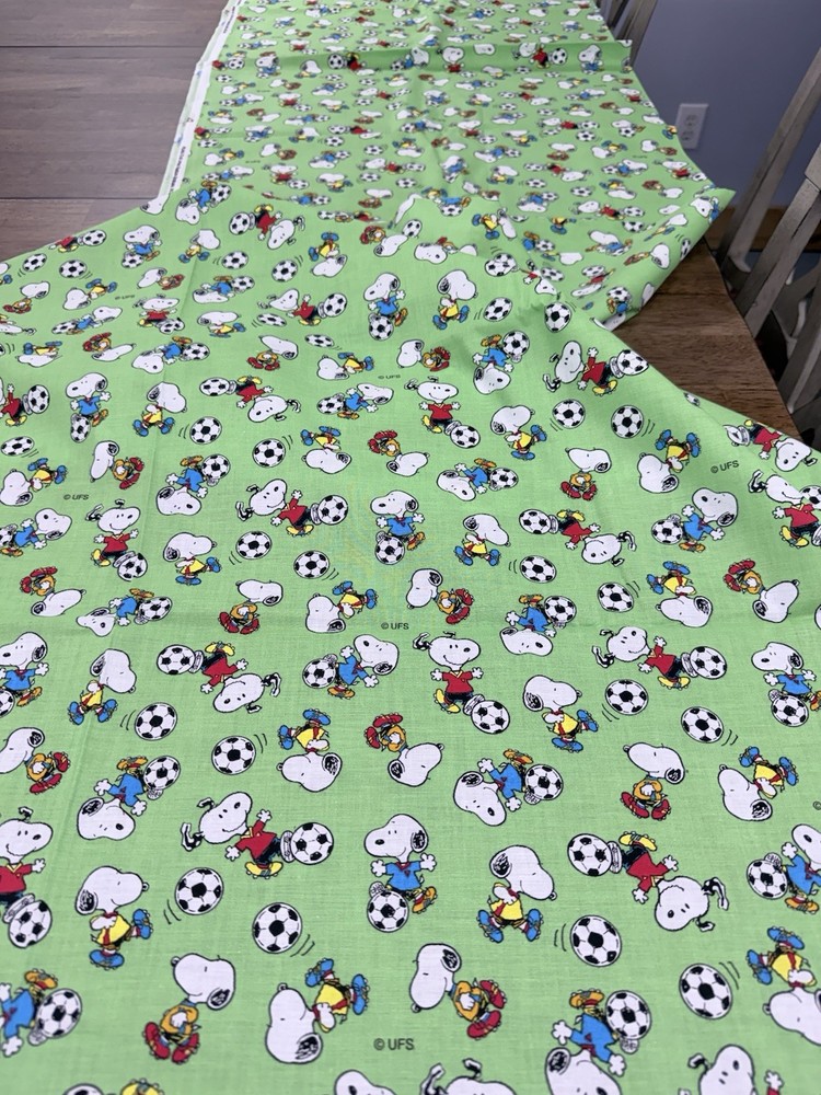 Snoopy Peanuts Vintage Cotton Soccer Themed Concord Fabrics 5+ Continuous Yards