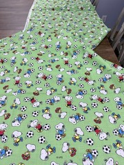 Snoopy Peanuts Vintage Cotton Soccer Themed Concord Fabrics 5+ Continuous Yards