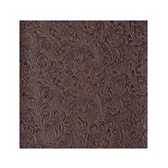 54” Wide Faux Leather Fabric Tooled Floral Chocolate by The 54 inches, Brown