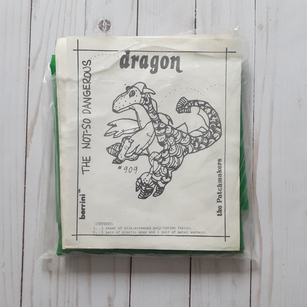 Vintage 1981 The Patchmakers Panel for The Not-So Dangerous Dragon Green