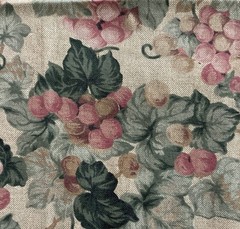 1 Yd x 44” Cotton Fabric by Cranston Pink Mauve Grapes on Green Vines