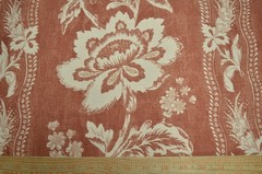 Estelle Ruby Cream on Red Jacobean Floral Stripe Print PKaufmann Fabric