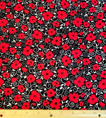 Black Background and Red Poppy’s Timeless Treasures Fabrics of Soho GAIL – C7742