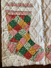 VTG Spring Mills CHRISTMAS STOCKING Cut Sew Quilted Fabric Panel 4667