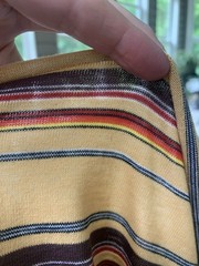 1.75 Yards Gold Yellow Red Brown Stripe Jersey Knit Fabric Soft 47” X 63”