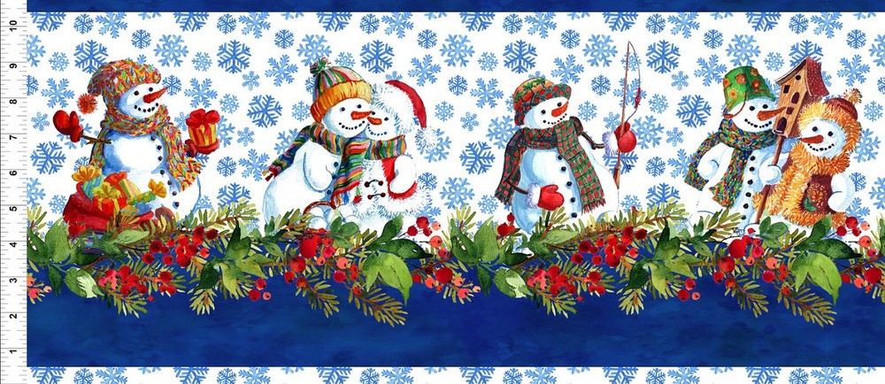 Snowman Winter Christmas Fabric Border By the Yard! In the Beginning Yenter