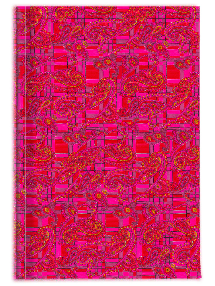 Bright Fuscia and Red Poppy Paisley on Plaid Journal
