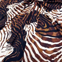 Animal Print Zebra Brown Spandex Fabric Stretch 60″wide by the Yard for Swimwear