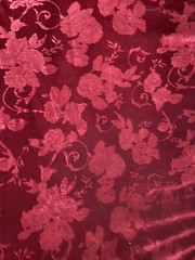 Luxury Embossed Merlot Velvet Flower Design 4-way Stretch 58/60” Sold By The yd.