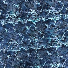 batik crashing waves navy blue aqua turquoise prewashed 100% cotton 1yd