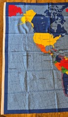World Map By Fabric Traditions 59” X 35” Vintage 1998